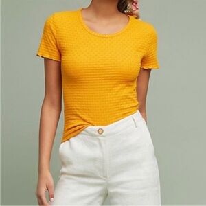 Anthropologie Saturday Sunday Textured Tee, M, Marigold
